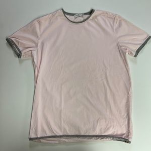 Manuel Ritz Men's Crew Neck Short-Sleeve T-Shirt Pink w/ Gray trim Size Small